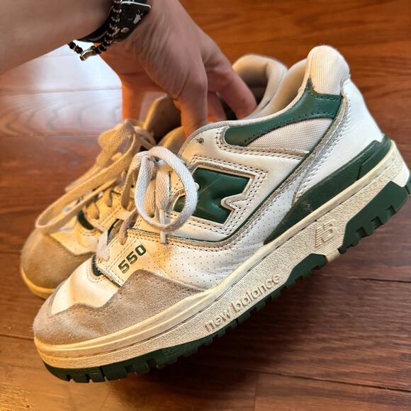 New Balance 550 White Team Forest Green sneakers size 5.5